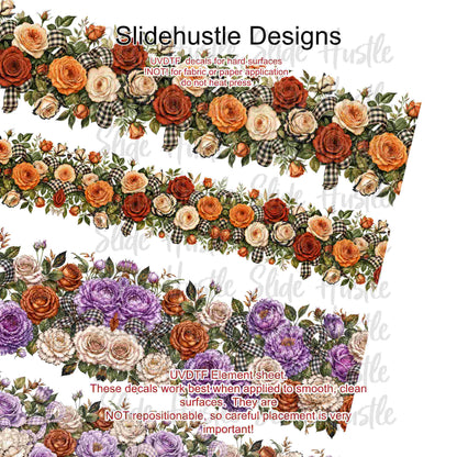 UVDTF Element Sheet, Fall floral borders, 11"x11", VF904 ES10