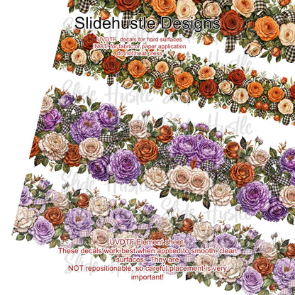 UVDTF Element Sheet, Fall floral borders, 11"x11", VF904 ES10