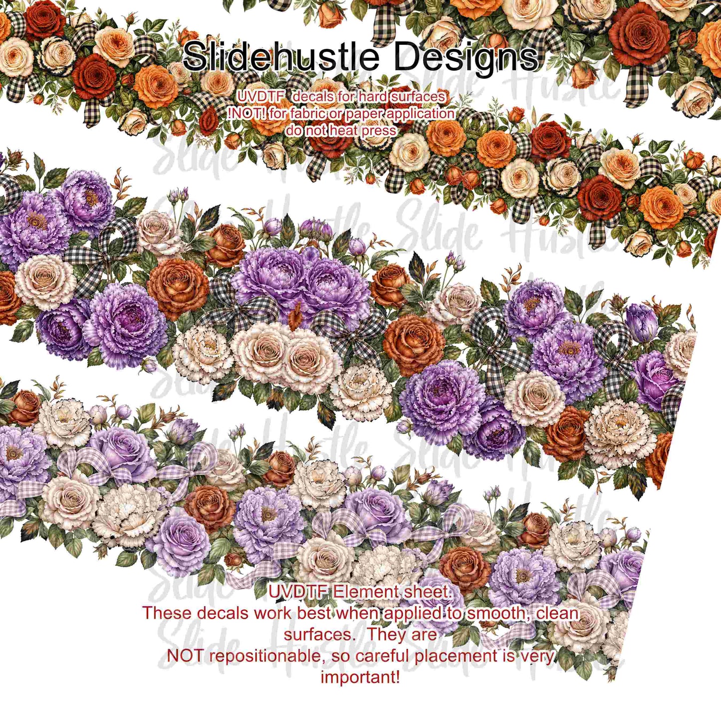 UVDTF Element Sheet, Fall floral borders, 11"x11", VF904 ES10