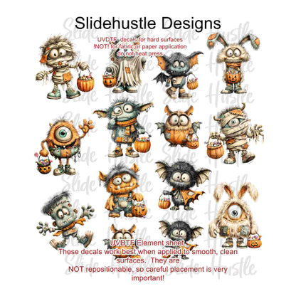 UVDTF Element Sheet, Halloween Trick or Treat monsters 11"x11", VF904 ES12
