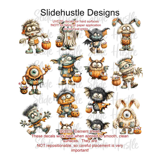 UVDTF Element Sheet, Halloween Trick or Treat monsters 11"x11", VF904 ES12