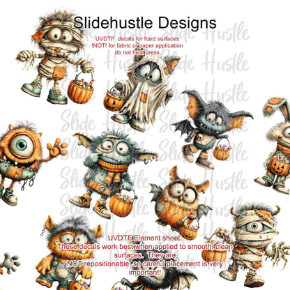 UVDTF Element Sheet, Halloween Trick or Treat monsters 11"x11", VF904 ES12