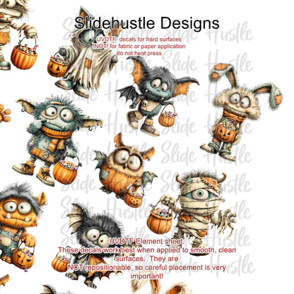 UVDTF Element Sheet, Halloween Trick or Treat monsters 11"x11", VF904 ES12