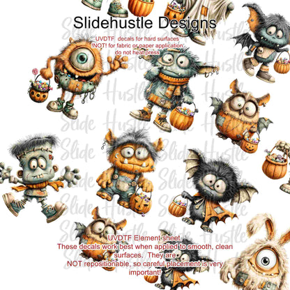 UVDTF Element Sheet, Halloween Trick or Treat monsters 11"x11", VF904 ES12
