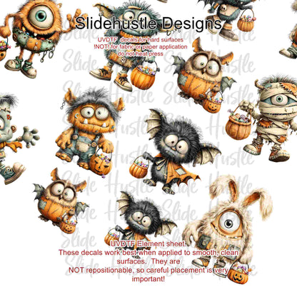 UVDTF Element Sheet, Halloween Trick or Treat monsters 11"x11", VF904 ES12