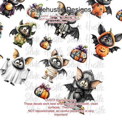 UVDTF Element Sheet, Halloween Trick or Treat bats 11"x11", VF904 ES14