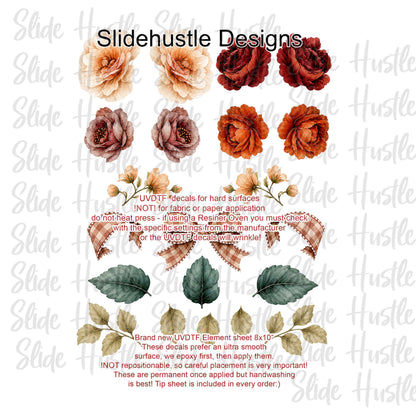 UVDTF Element Sheet, Fall Florals 8"x11", VF904 ES3