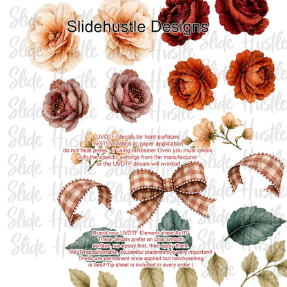 UVDTF Element Sheet, Fall Florals 8"x11", VF904 ES3