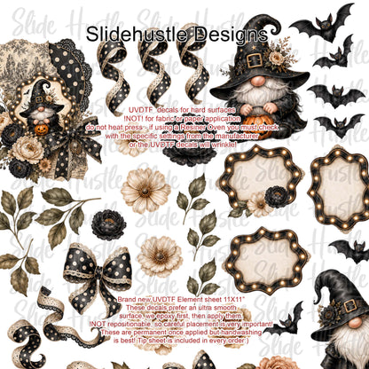UVDTF Element Sheet, Halloween Gnomes, Flowers, Bows, and Marquees, 11"x11", VF904 ES5
