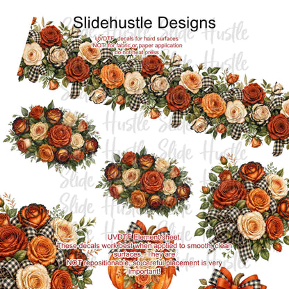UVDTF Element Sheet, Fall florals, pumpkins, and borders, 11"x11", VF904 ES9
