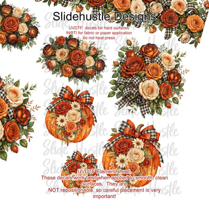 UVDTF Element Sheet, Fall florals, pumpkins, and borders, 11"x11", VF904 ES9