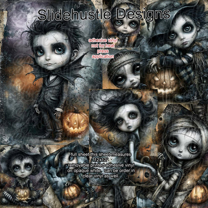 Gothic Halloween doll Full Sheet Borders, vinyl, VF904 FS8