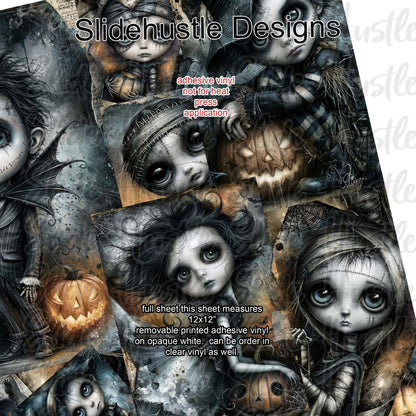 Gothic Halloween doll Full Sheet Borders, vinyl, VF904 FS8