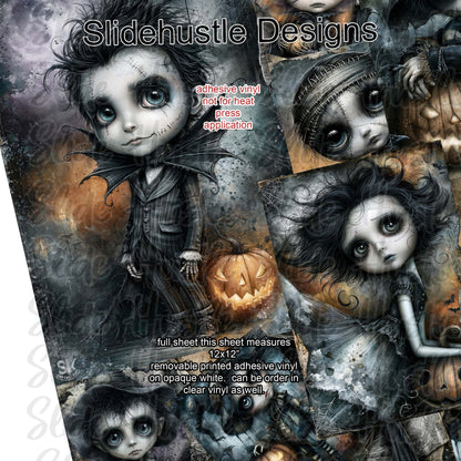 Gothic Halloween doll Full Sheet Borders, vinyl, VF904 FS8