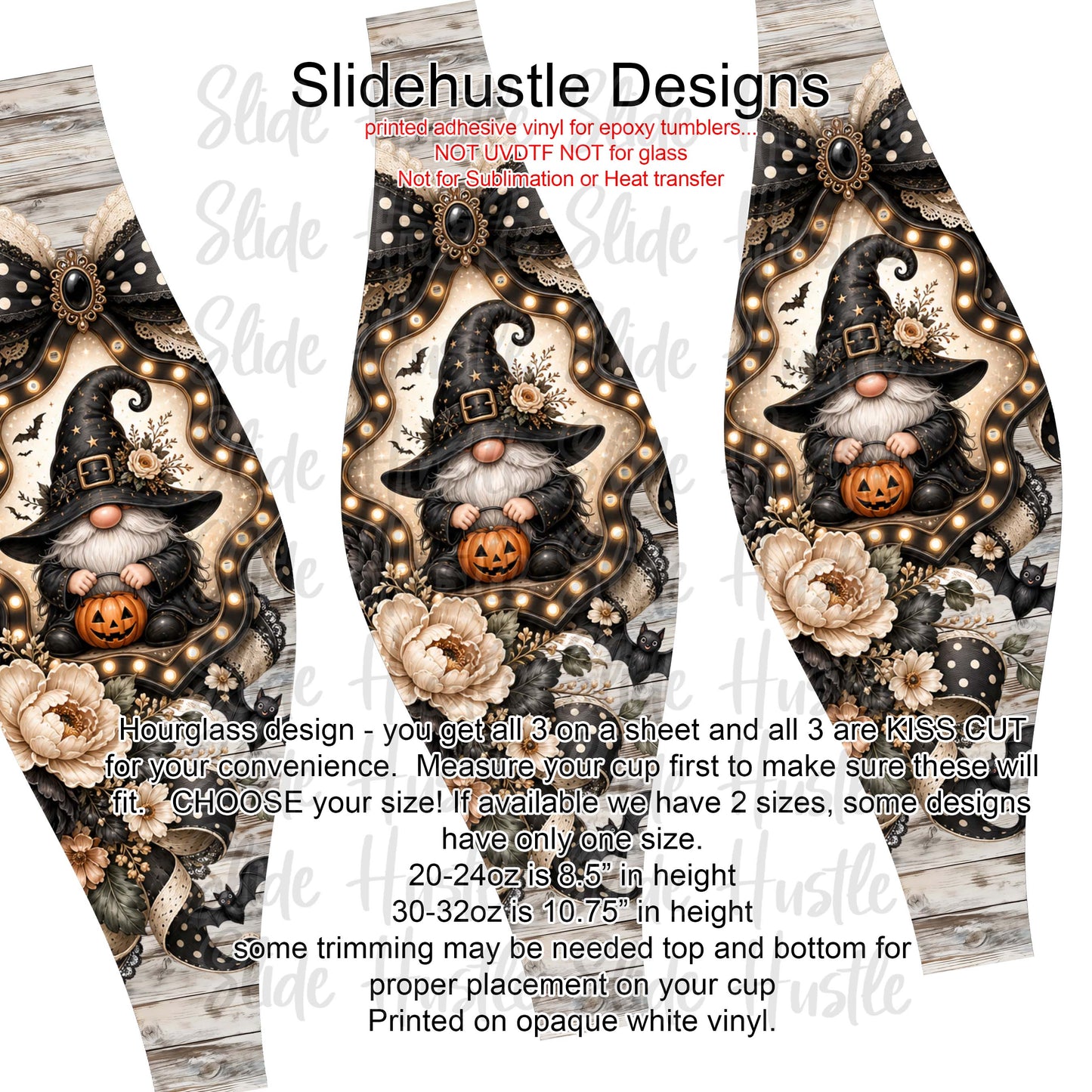 Hourglass Design, Halloween Gnomes, Choose 20 or 30 ounce option, VF904 HG3