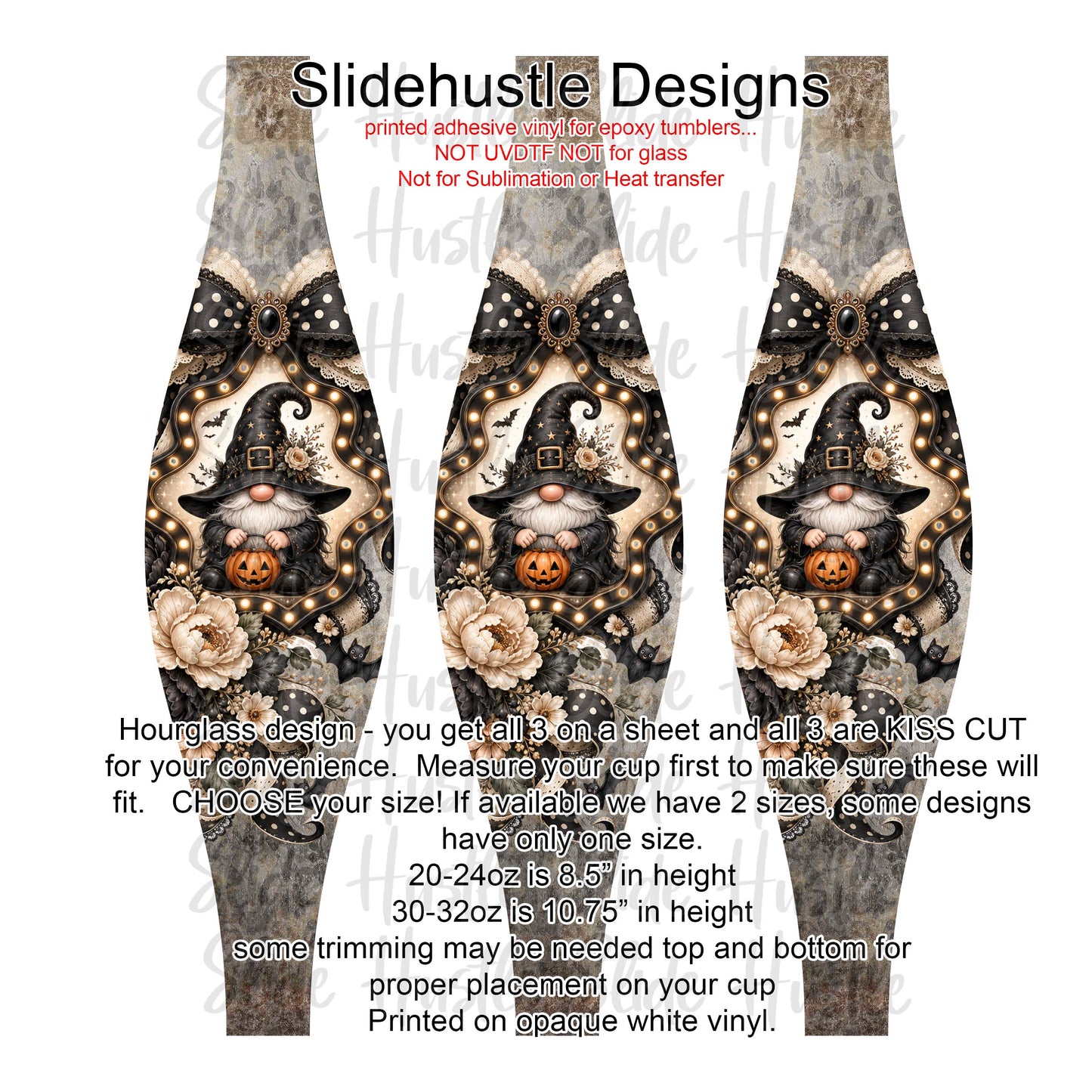 Hourglass Design, Halloween Gnomes, Choose 20 or 30 ounce option, VF904 HG3
