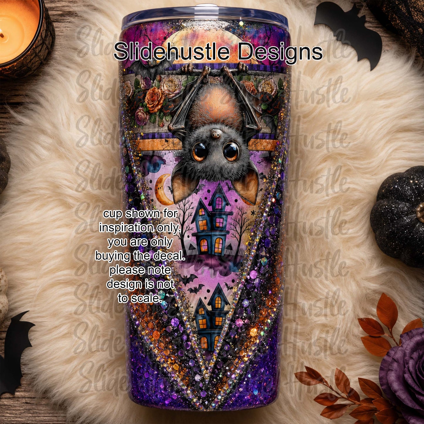 Super V design, Halloween, Cute bat, choose either 20 ounce or 30 ounce size. VF904 SV1