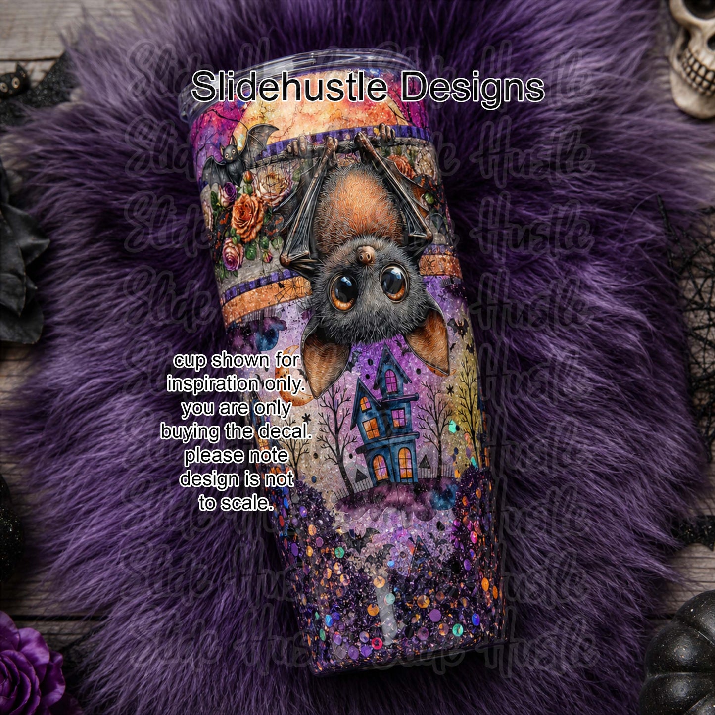 Super V design, Halloween, Cute bat, choose either 20 ounce or 30 ounce size. VF904 SV1