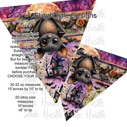Super V design, Halloween, Cute bat, choose either 20 ounce or 30 ounce size. VF904 SV1
