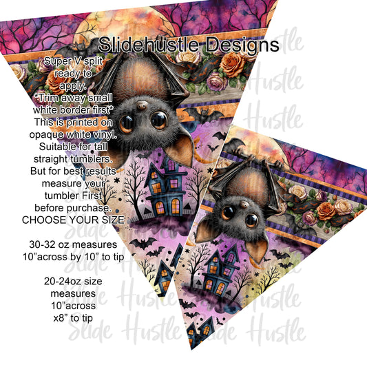 Super V design, Halloween, Cute bat, choose either 20 ounce or 30 ounce size. VF904 SV1