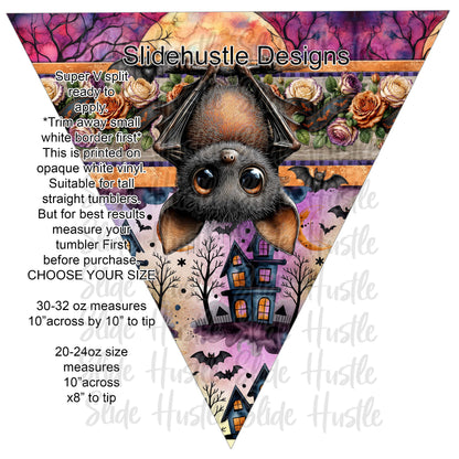 Super V design, Halloween, Cute bat, choose either 20 ounce or 30 ounce size. VF904 SV1