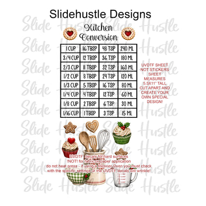 UVDTF 1/2 Element Sheet, Cooking Conversions for Christmas, VF905 A5 ES4