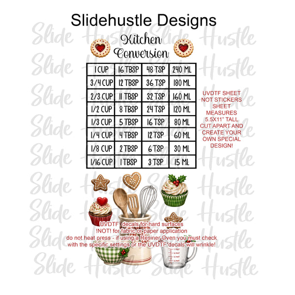 UVDTF 1/2 Element Sheet, Cooking Conversions for Christmas, VF905 A5 ES4