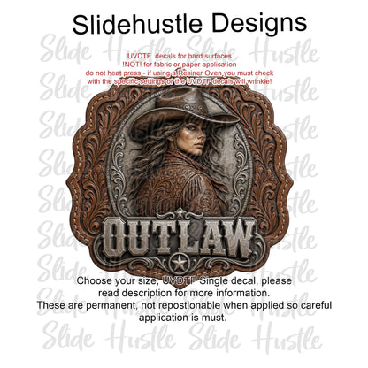 UVDTF Decal, Outlaw Western Cowgirl, VF905 D12