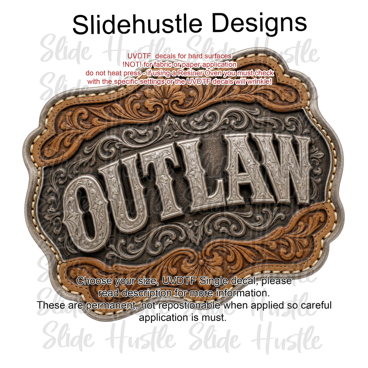 UVDTF Decal, Outlaw Embossed Leather Concho, VF905 D14