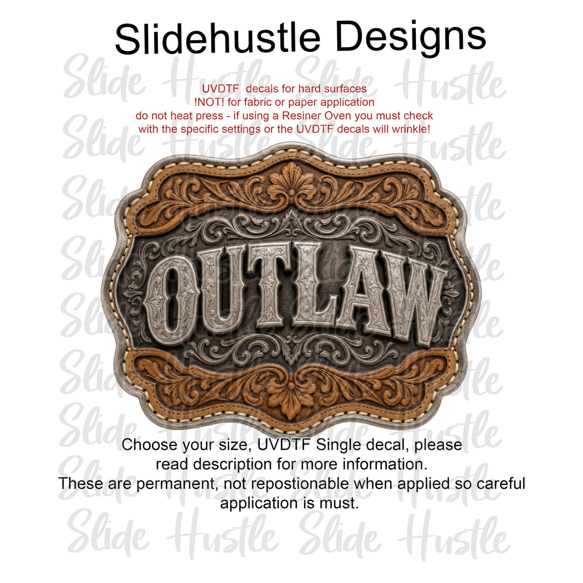 UVDTF Decal, Outlaw Embossed Leather Concho, VF905 D14