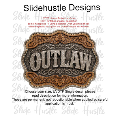 UVDTF Decal, Outlaw Embossed Leather Concho, VF905 D14