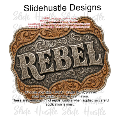 UVDTF Decal, Rebel Embossed Leather Concho, VF905 D15