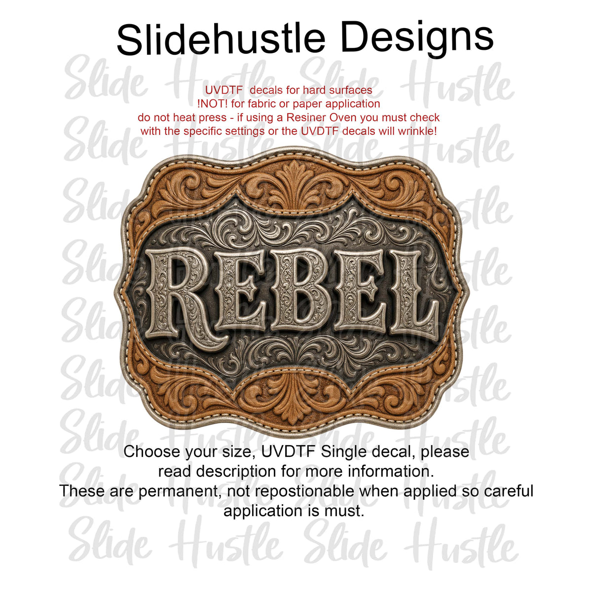 UVDTF Decal, Rebel Embossed Leather Concho, VF905 D15