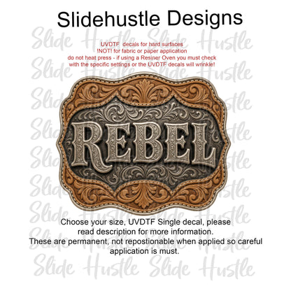 UVDTF Decal, Rebel Embossed Leather Concho, VF905 D15