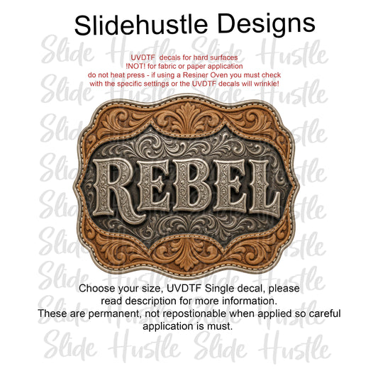 UVDTF Decal, Rebel Embossed Leather Concho, VF905 D15