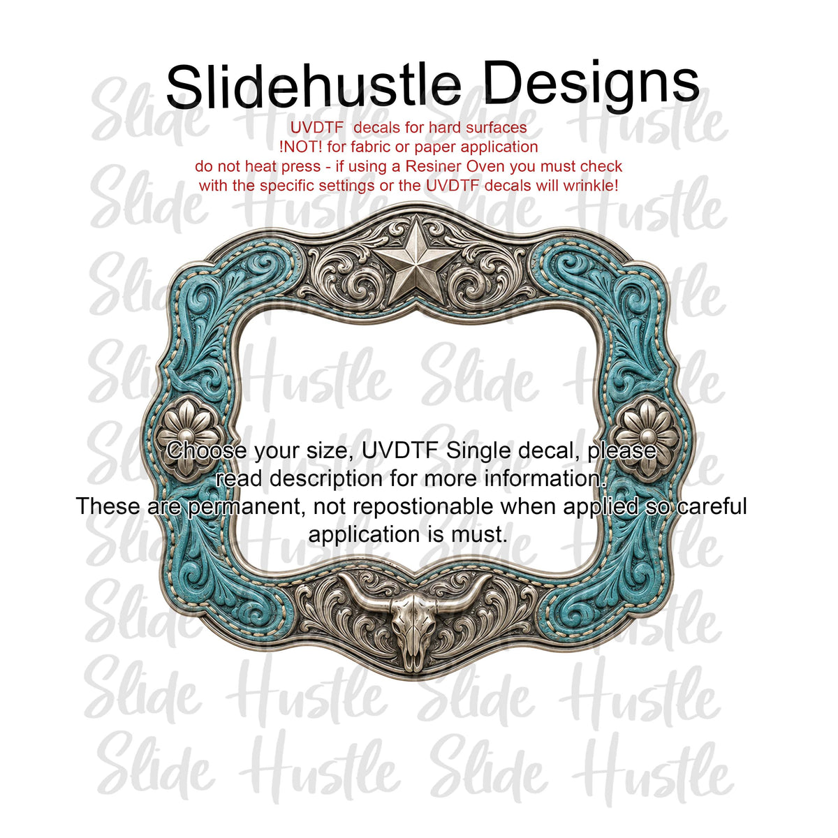 UVDTF Decal, Embossed Leather Frame with conchos, VF905 D16