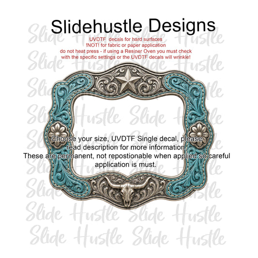 UVDTF Decal, Embossed Leather Frame with conchos, VF905 D16