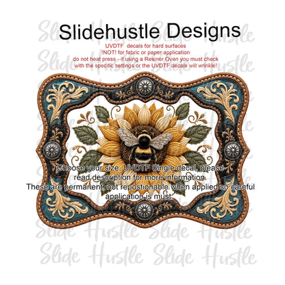 UVDTF Decal, Sunflower Leather Frame with conchos, VF905 D18