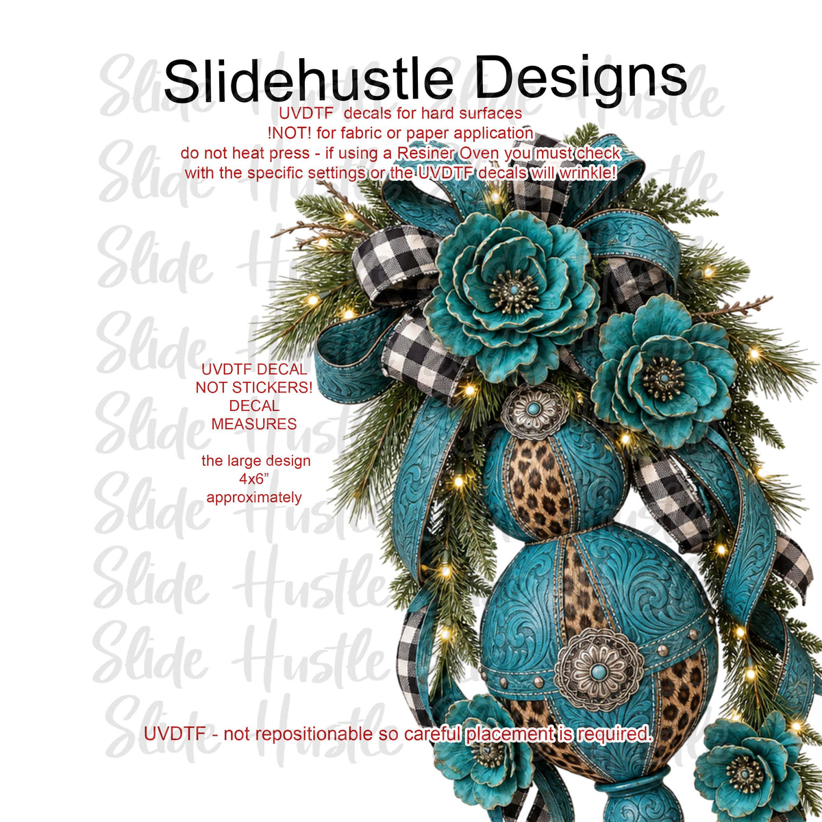 UVDTF Decal, Turquoise Christmas Ornament,  VF905 D22