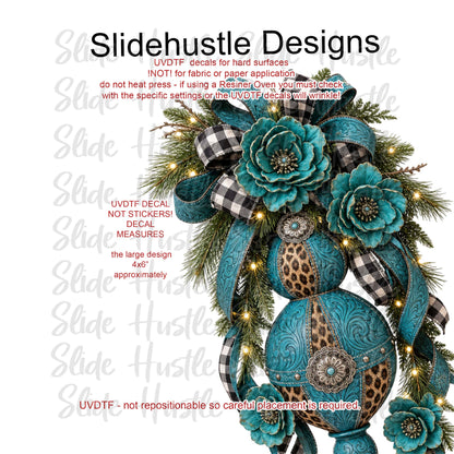 UVDTF Decal, Turquoise Christmas Ornament,  VF905 D22