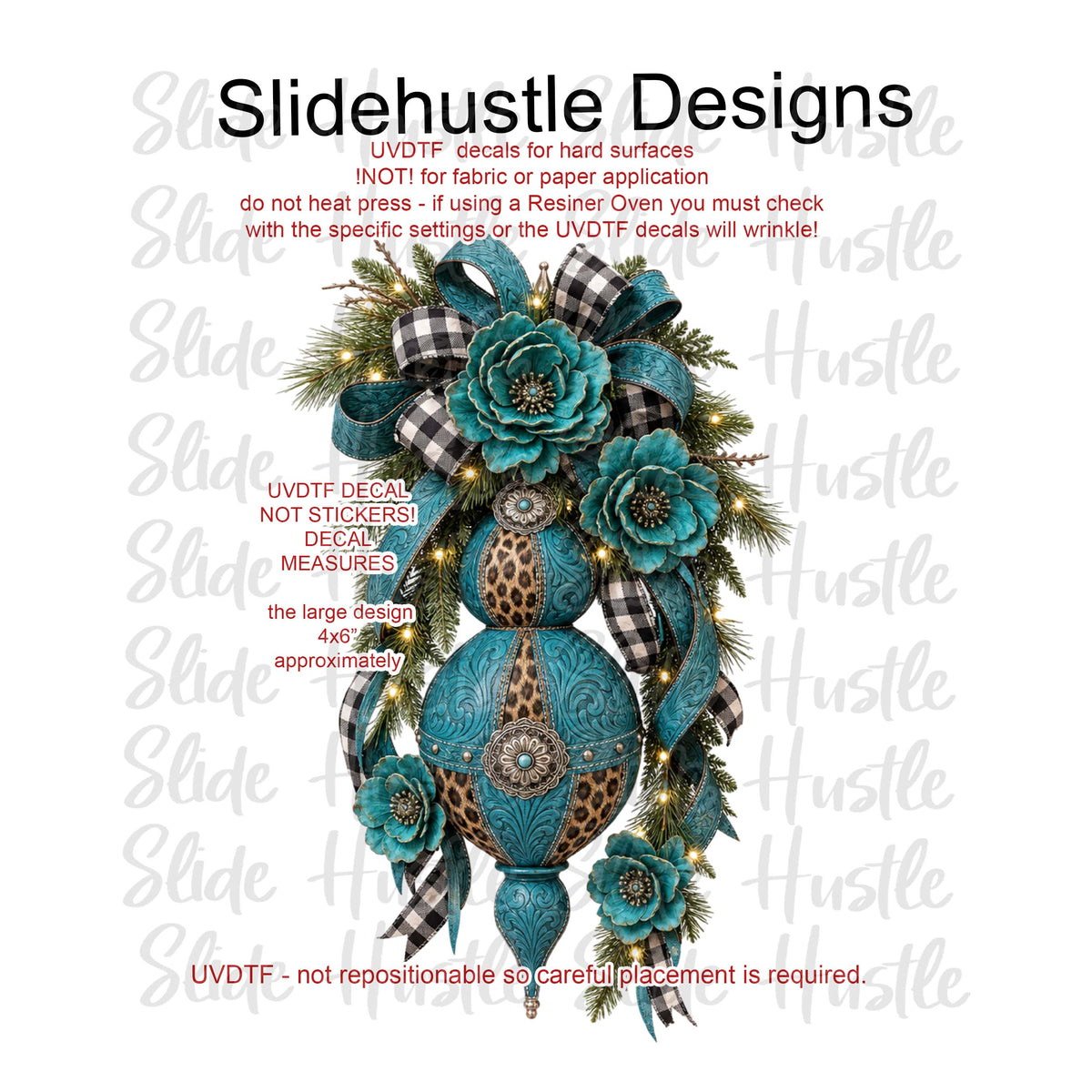 UVDTF Decal, Turquoise Christmas Ornament,  VF905 D22