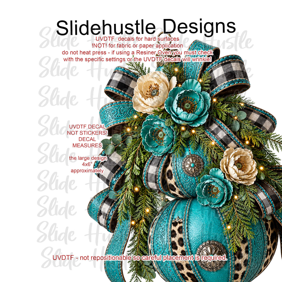 UVDTF Decal, Turquoise Christmas Ornament,  VF905 D23