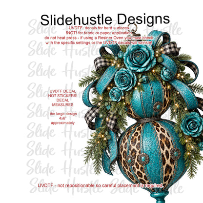 UVDTF Decal, Turquoise Christmas Ornament,  VF905 D24