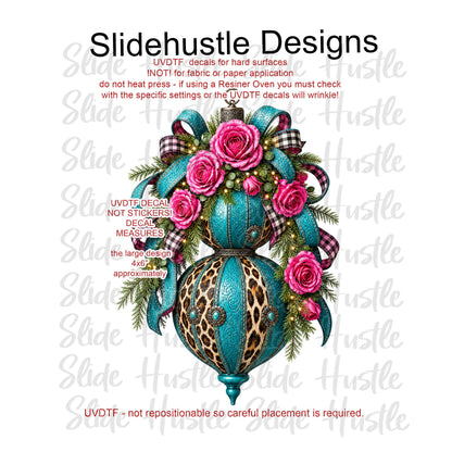 UVDTF Decal, Turquoise Christmas Ornament,  VF905 D25