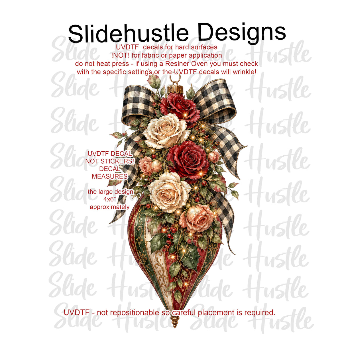 UVDTF Decal, Red Christmas Ornament,  VF905 D26