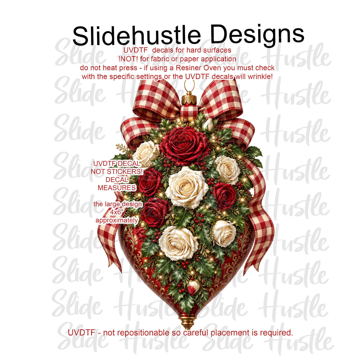 UVDTF Decal, Red Christmas Ornament,  VF905 D28