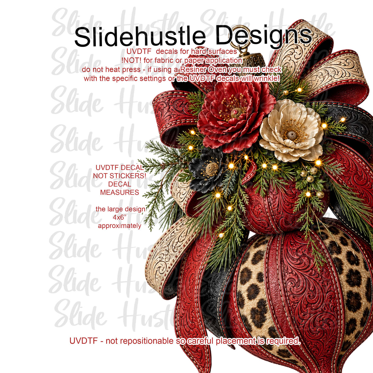 UVDTF Decal, Red Christmas Ornament,  VF905 D29