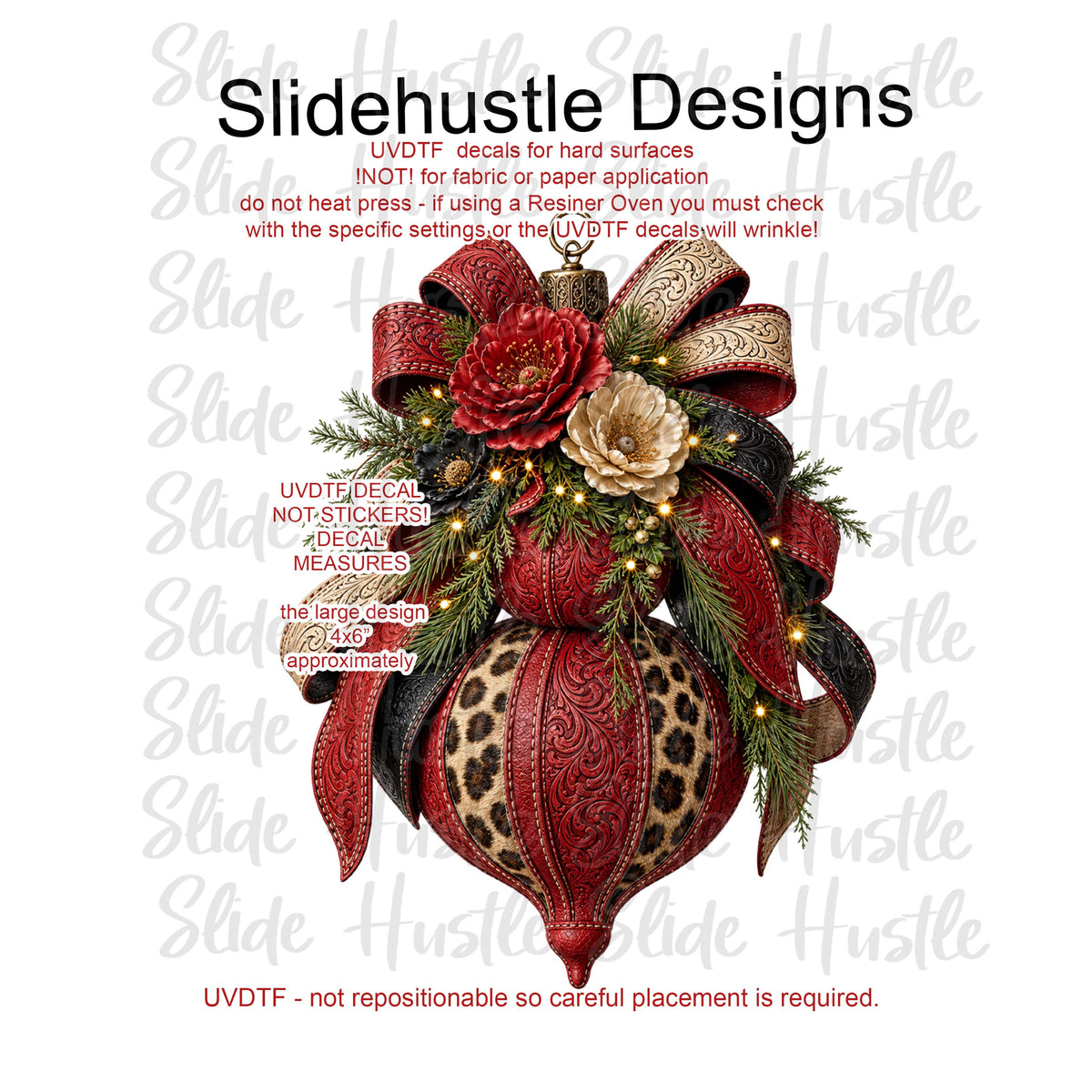 UVDTF Decal, Red Christmas Ornament,  VF905 D29