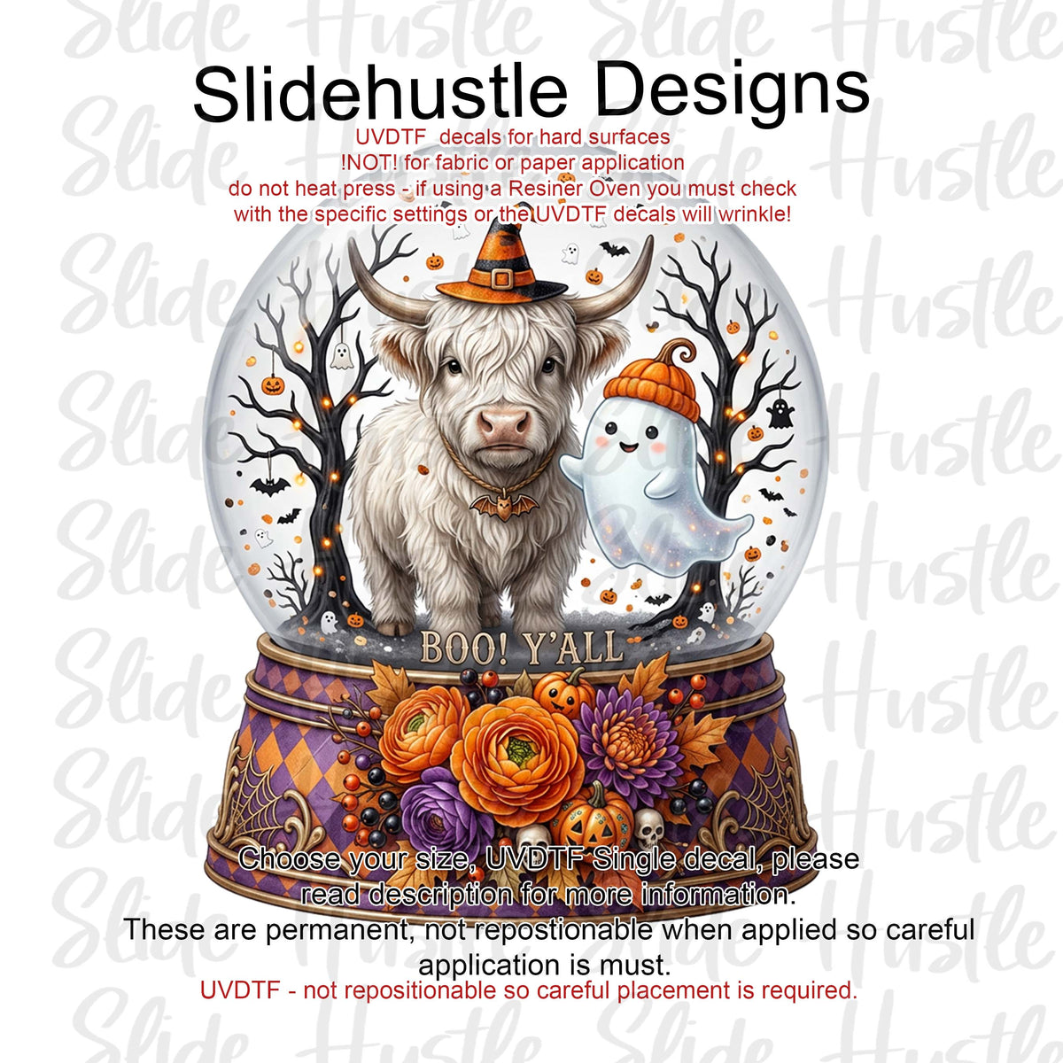 UVDTF Decal, Highlands Cow with Snowman Snow Globe, VF905 D31