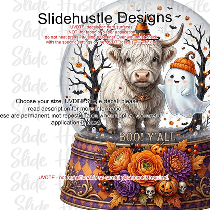 UVDTF Decal, Highlands Cow with Snowman Snow Globe, VF905 D31